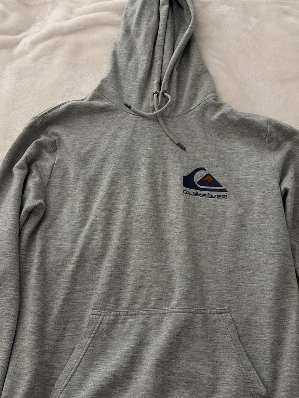 Quiksilver Gray Pullover Hoodie with Navy & Orange Logo